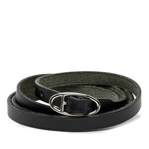HERMES Black Leather Charm Bracelet